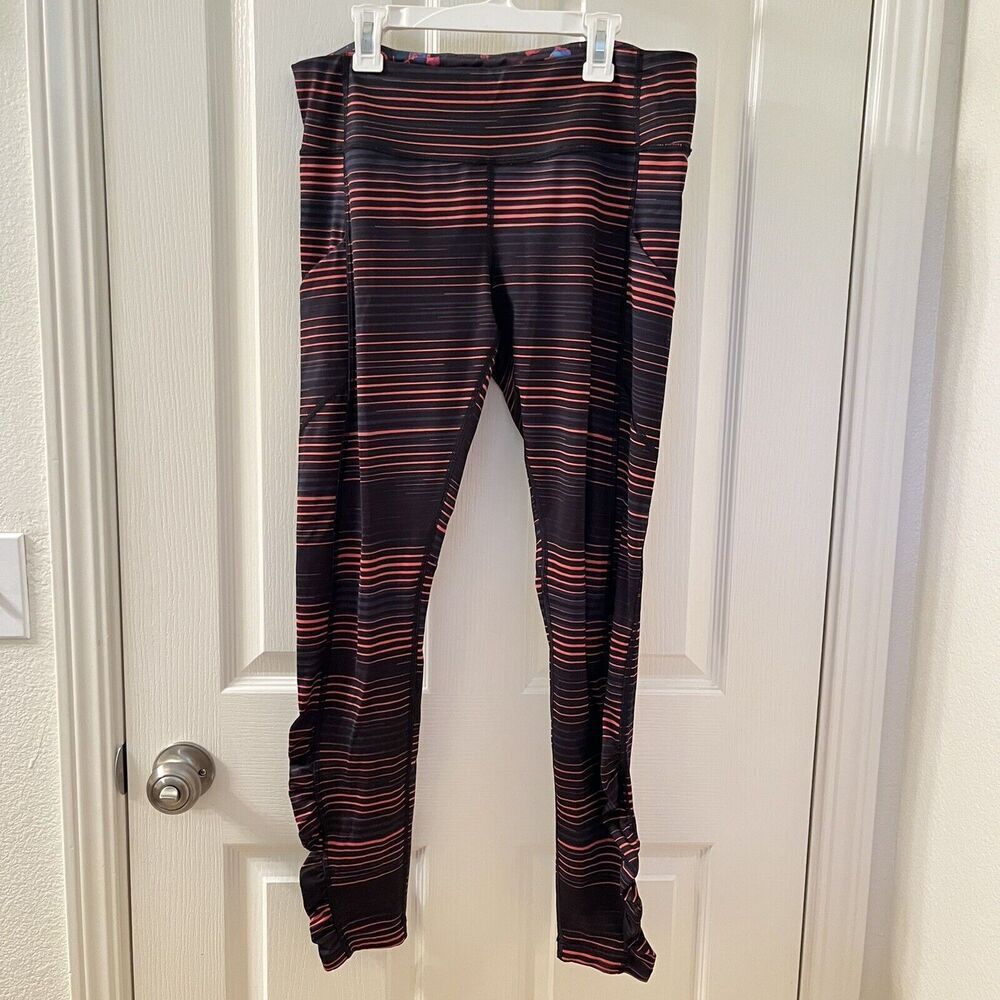 Lululemon Speed Tight IV Leggings Twisted Dune Alarming Black Women's Size 10